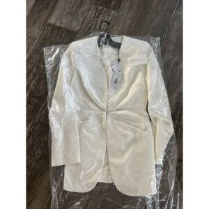 Elie Tahari Womens Long Sleeve Long Blazer Jacket White Size 2 $395 Msrp‎
